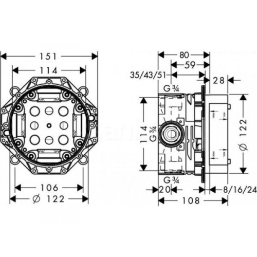 Прихована частина змішувача HANSGROHE IBOX UNIVERSAL 01800180 (Пошкоджене пакування)