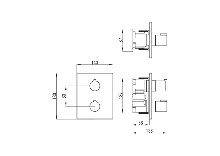  Термостат для душу Imprese Centrum, прихований монтаж, на 3 споживача, VRB-10400Z