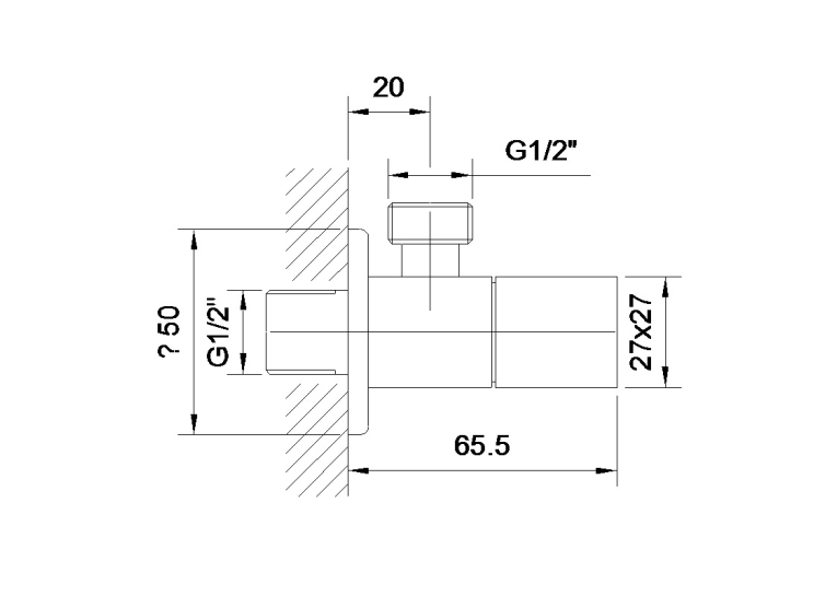 Кутовий вентиль Impres Grafiky, чверть обертів G1/2-G1/2, ZMK041807001