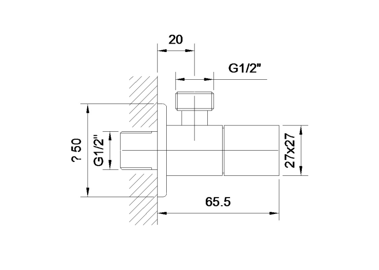 Кутовий вентиль Impres Grafiky, чверть обертів G1/2-G1/2, ZMK041807001