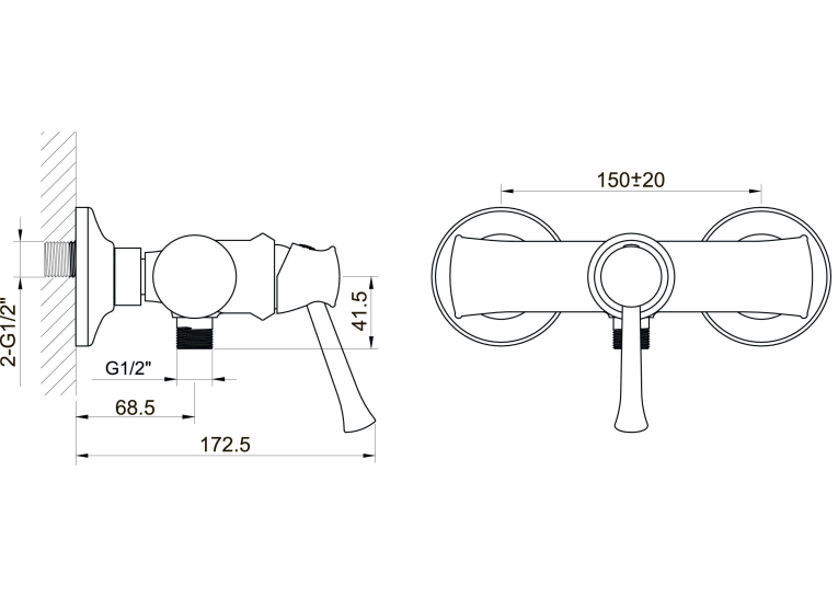 Смеситель для душа IMPRESE PODZIMA LEDOVE, однорычажный, ZMK01170108
