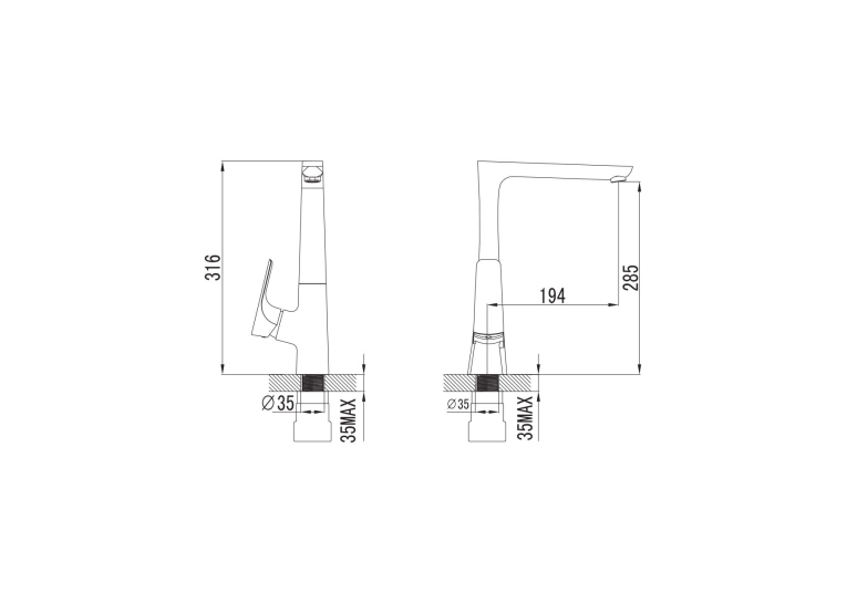 Смеситель для кухни Imprese Valtice, хорм, 55320