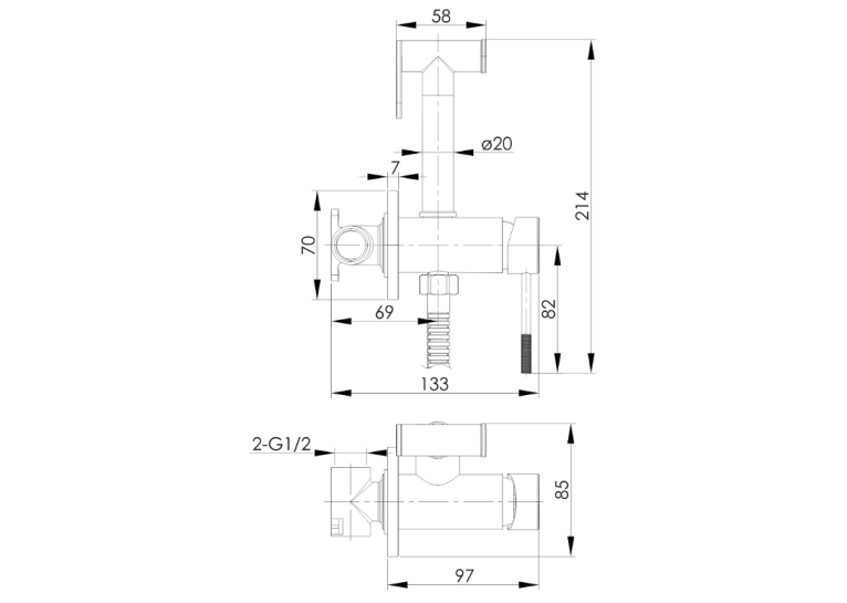 Набор смеситель скрытого монтажа IMPRESE BRENTA, с гигиеническим душем, ZMK092308039