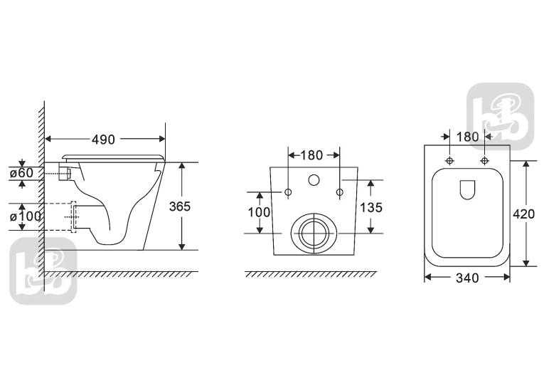 Унитаз подвесной Imprese KUBIK Rimless безободковый с сидением дюропласт soft-close c06810203  