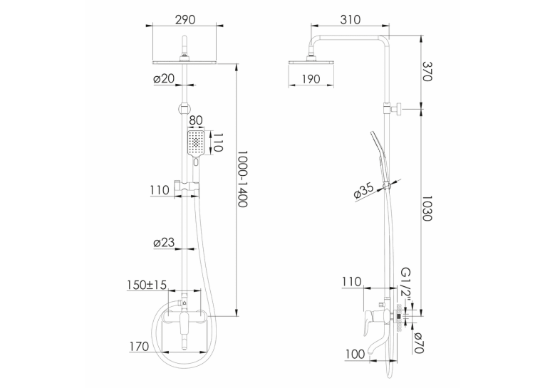 Душевая система IMPRESE MODUS f03008201SB