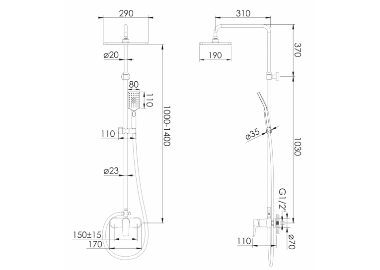  Душова система IMPRESE MODUS f03008201SS