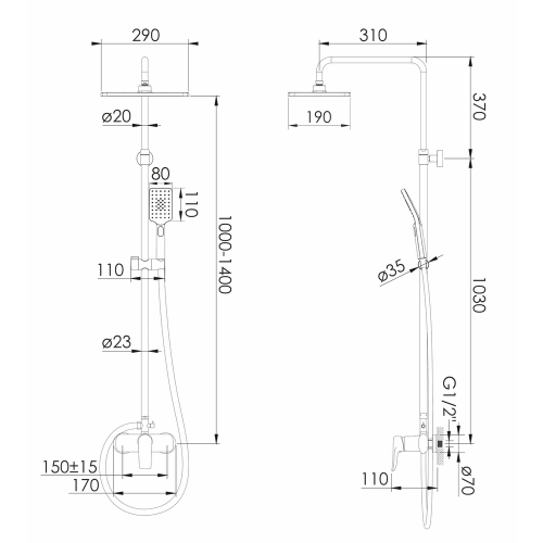 Душевая система IMPRESE MODUS f03008210SS