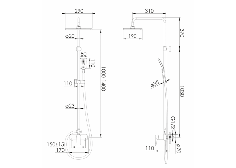 Душевая система IMPRESE MODUS f03008210SS