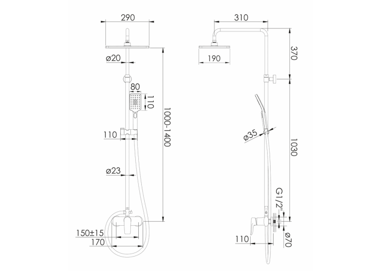  Душова система IMPRESE MODUS f03008210SS