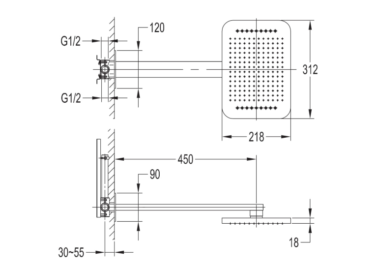  Верхній душ IMPRESE Smart Click ZMK101901101 із тримачем