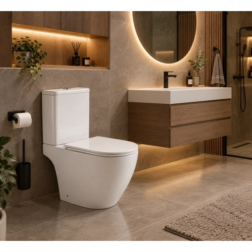 Унітаз-компакт IMPRESE SVETLY безободковий із бачком і сидінням Soft Close, білий глянець 63×36×82 см (c06205203)