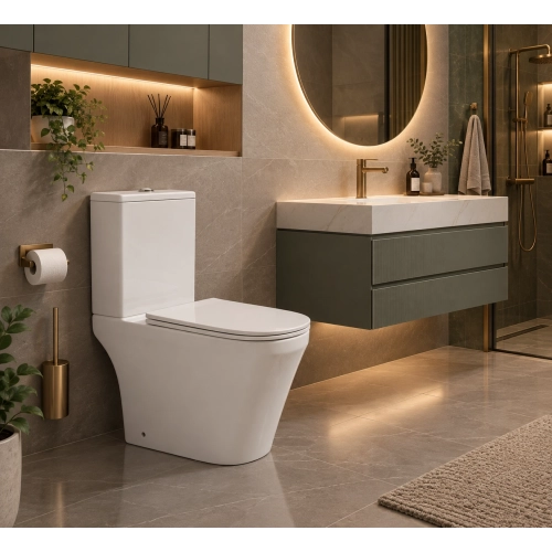 Унітаз-компакт IMPRESE SKALA безободковий із бачком і сидінням Soft Close, білий глянець 64×34×80 см (с06506000)