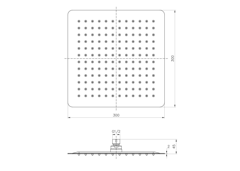 Верхний душ IMPRESE, с 1 типом струи, SQ300SS2