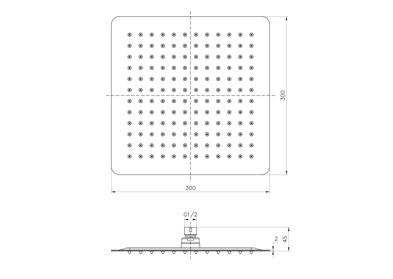 Верхний душ IMPRESE, с 1 типом струи, SQ300SS2