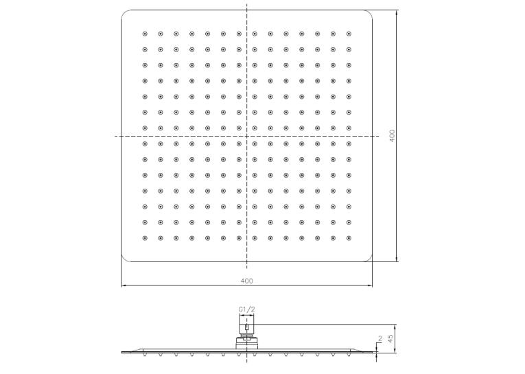 Верхній душ IMPRESE, з 1 типом струменя, SQ400SS2