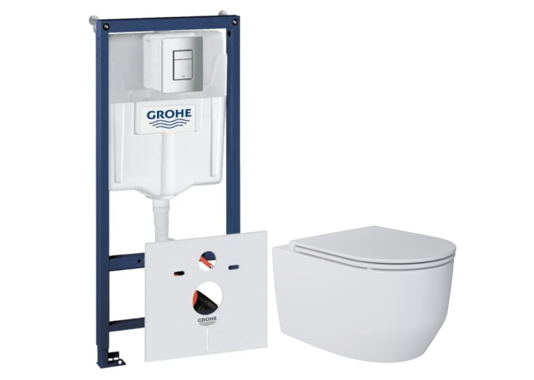 Инсталляционная система Grohe Rapid SL + Унитаз подвесной Devit ART 3.0 безободковый с сиденьем Soft Close Quick-Fix дюропласт 3030140 