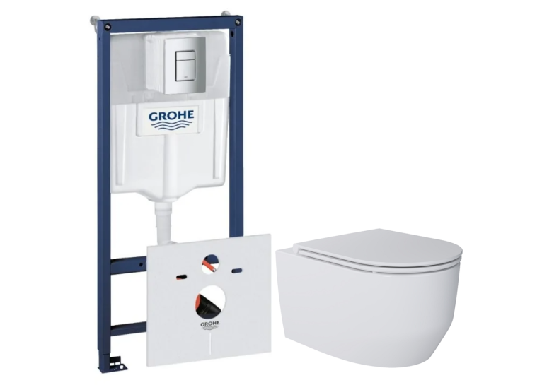 Инсталляционная система Grohe Rapid SL + Унитаз подвесной Devit ART 3.0 безободковый с сиденьем Soft Close Quick-Fix дюропласт 3030140 