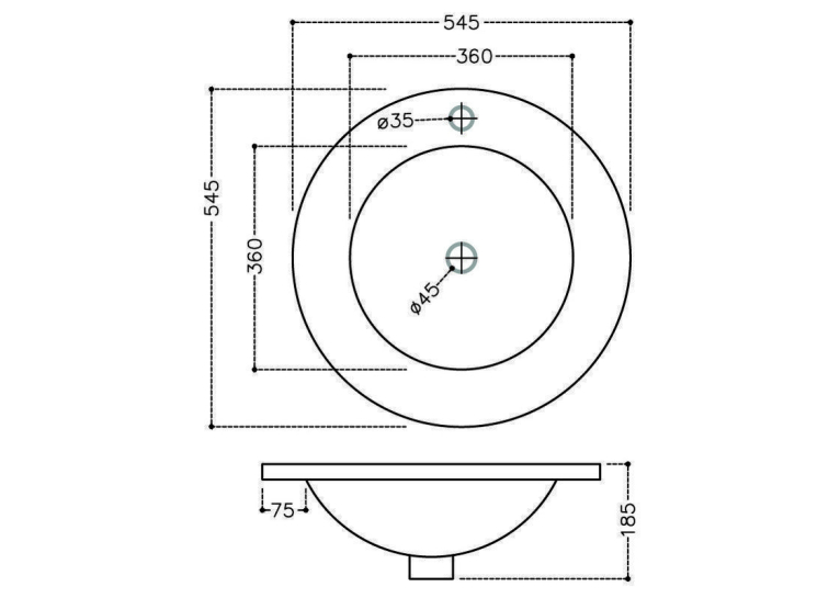 Раковина  Jaquar Fusion 54,5x54,5 см, круглая, FSS-WHT-29601
