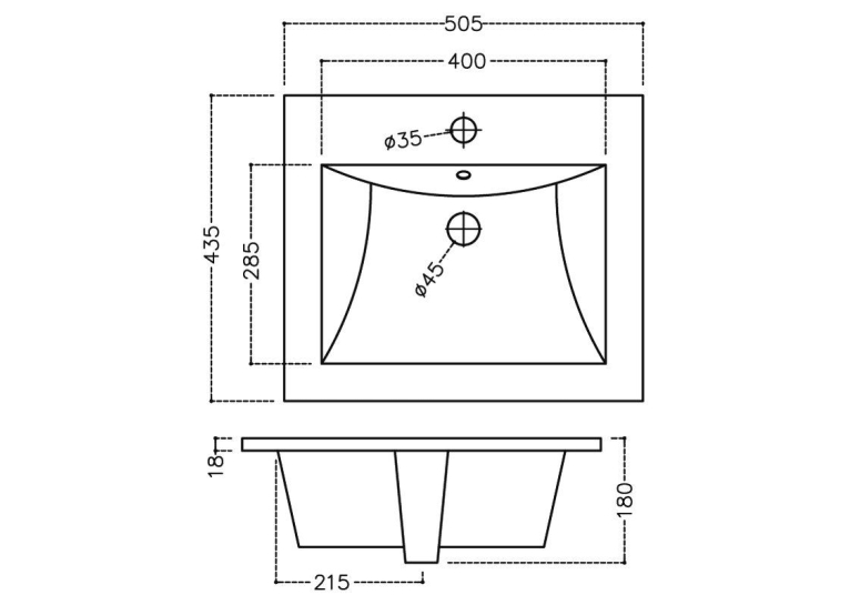Раковина  Jaquar Kubix F 50,5x43,5 см, прямоугольная, KUS-WHT-35601