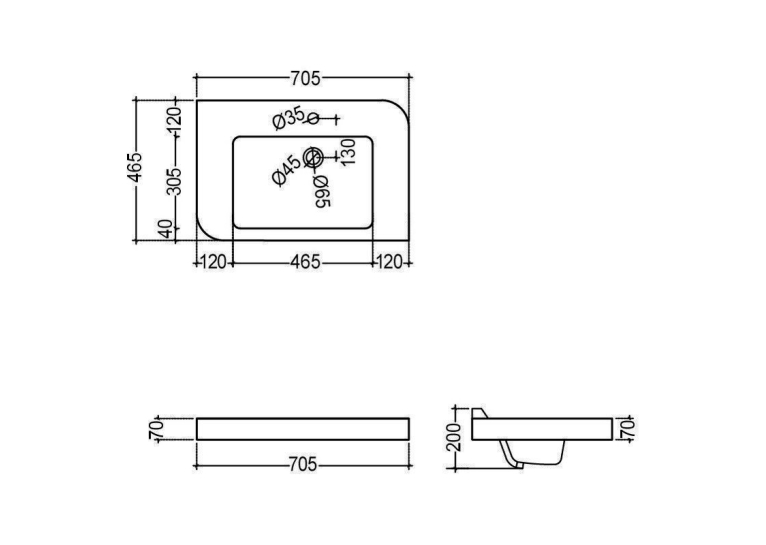 Раковина  Jaquar Alive 70,5x46,5 см, прямоугольная, ALS-WHT-85601