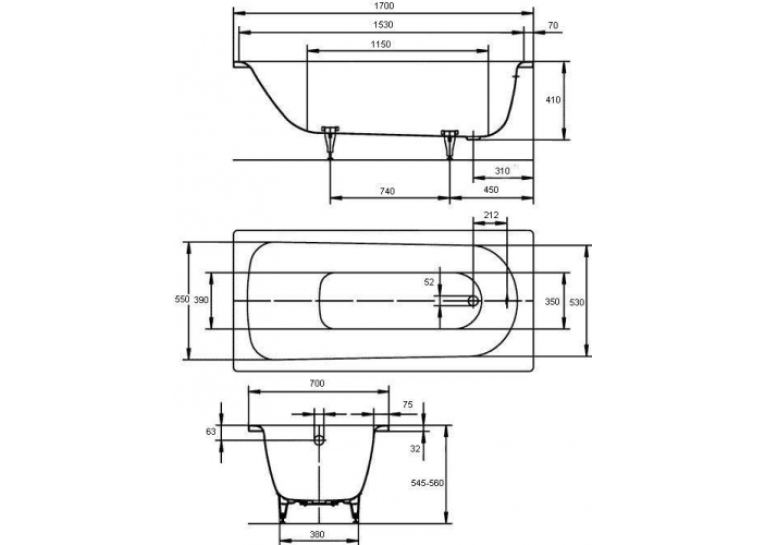 Ванна сталева KALDEWEI Saniform Plus 363-1 (111800010001) 170x70 - Уцінка