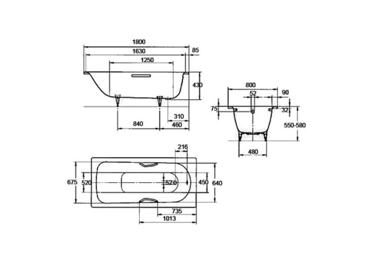 Ванна стальная  KALDEWEI Saniform Plus 375-1 (112800010001) 180х80