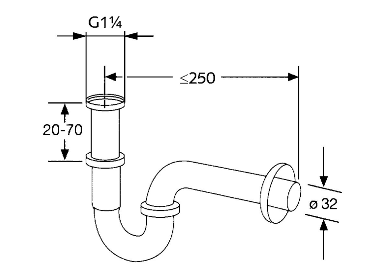 Сифон трубний для раковини KLUDI G1 1/4 1025005-00