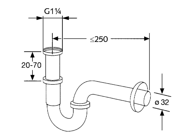 Сифон трубний для раковини KLUDI G1 1/4 1025005-00