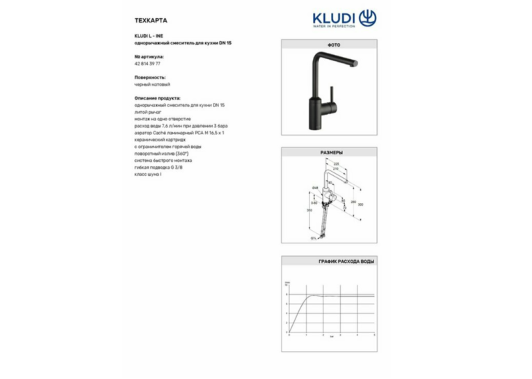 Змішувач кухонний KLUDI L-INE 428143977