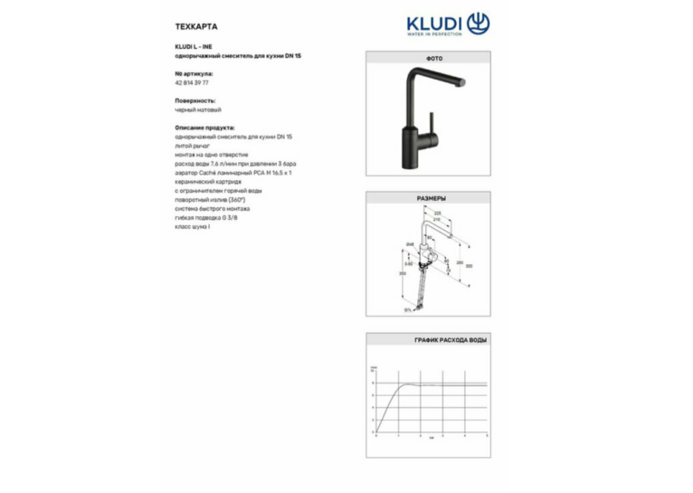 Змішувач кухонний KLUDI L-INE 428143977