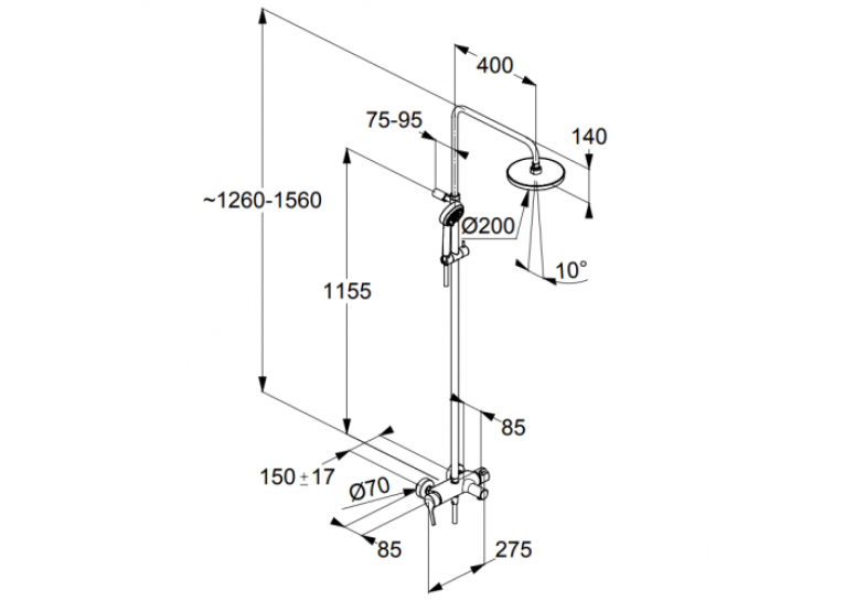 Душова система KLUDI LOGO DUAL SHOWER SYSTEM 6808305-00