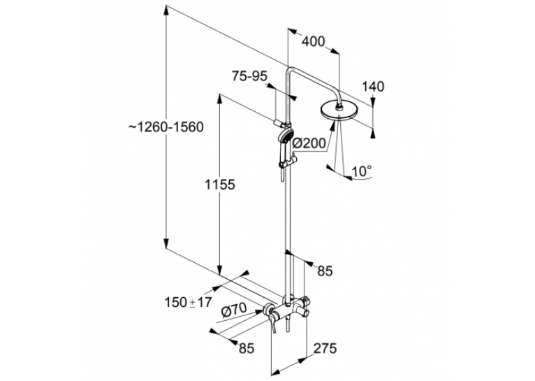 Душова система KLUDI LOGO DUAL SHOWER SYSTEM 6808305-00