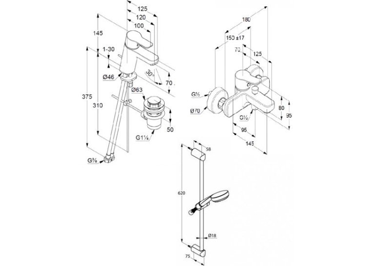 Набор смесителей KLUDI Pure&Easy (376850565)