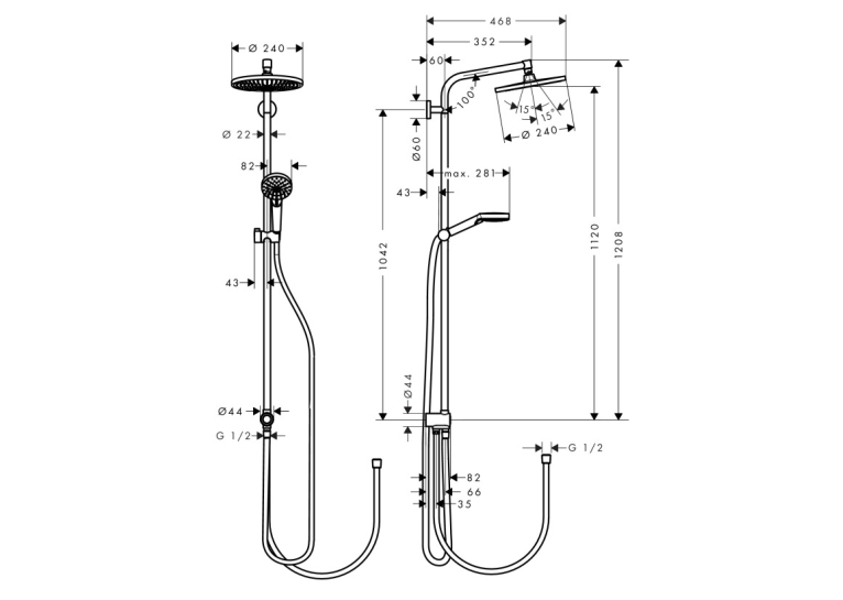 Душевая система Hansgrohe Crometta S 240 27270000