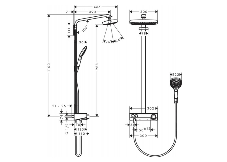  Душова система Hansgrohe Raindance Select E 2JET Ecosmart 27283400