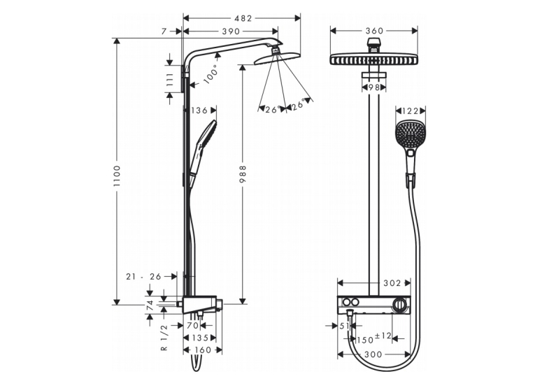  Душова система Hansgrohe Raindance Select E 360 Showerpipe, 27288400