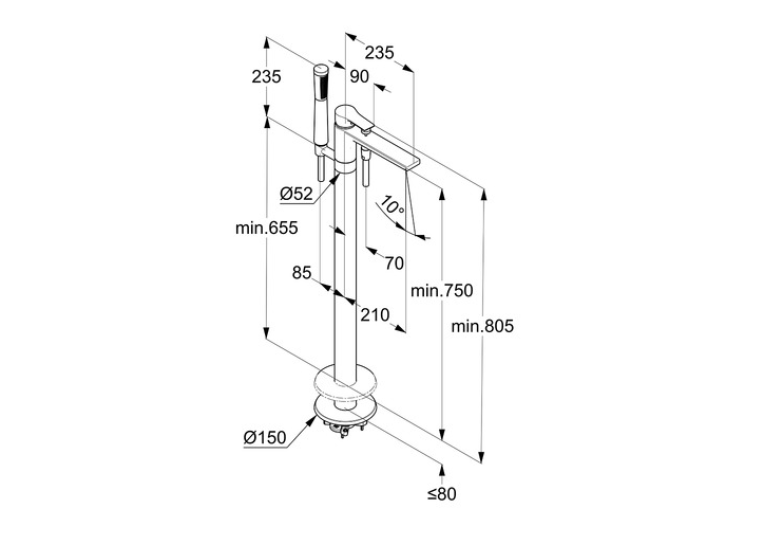 Змішувач для ванни та душу для підлоги Kludi Zenta SL 485900565