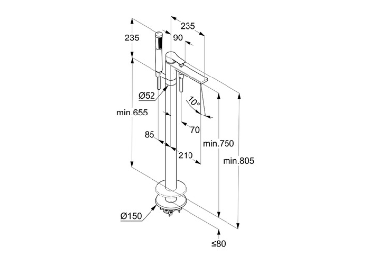 Змішувач для ванни та душу для підлоги Kludi Zenta SL 485900565
