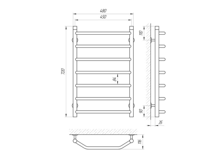 Полотенцесушитель Laris Виктория 450x700 П7