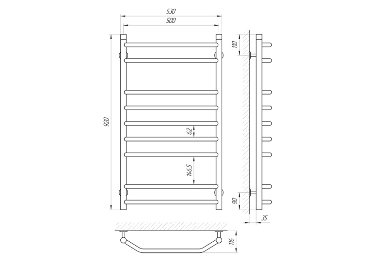Сушка для рушників Laris Вікторія 500x800 П9