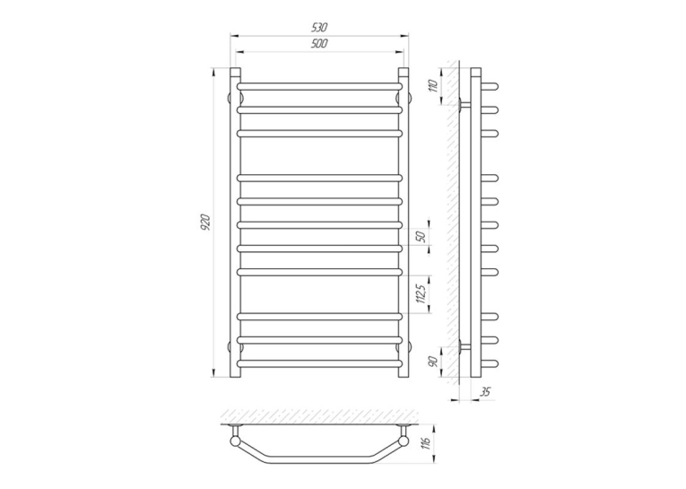 Полотенцесушитель Laris Виктория 500x900 П11