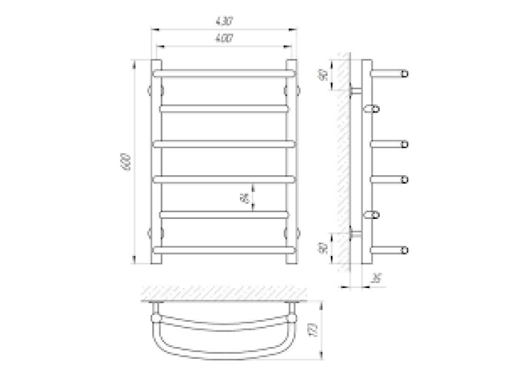 Полотенцесушитель Laris Евромикс 400x600 П6