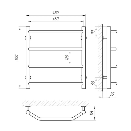 Сушка для рушників Laris Вікторія Е 450x500 П4( правий)