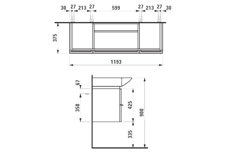 Тумба для раковины Laufen PALACE 120 см, белый