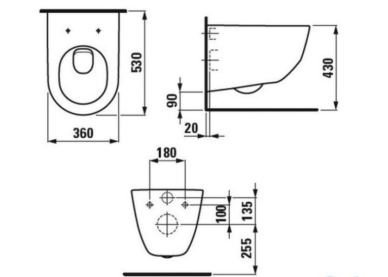 Чаша подвесного унитаза Laufen PRO + сидение дюропласт Soft Close, H8619570000001