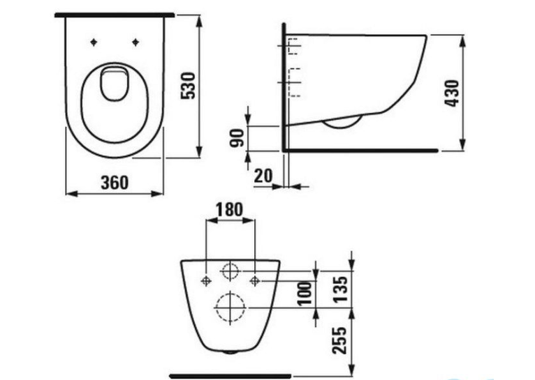 Чаша підвісного унітазу Laufen PRO + сидіння дюропласт Soft Close, H8619570000001