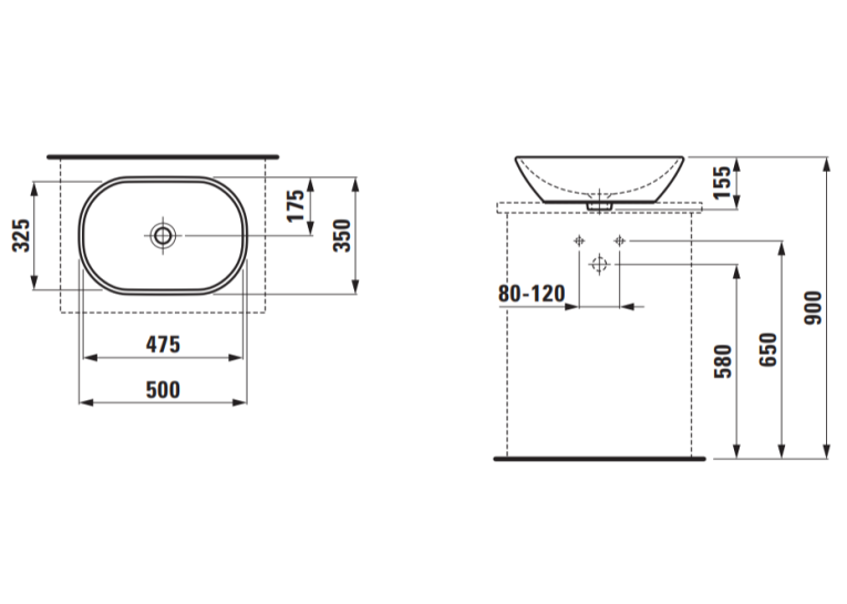 Умивальник LAUFEN BOWL LUA 500 мм H8120830001091