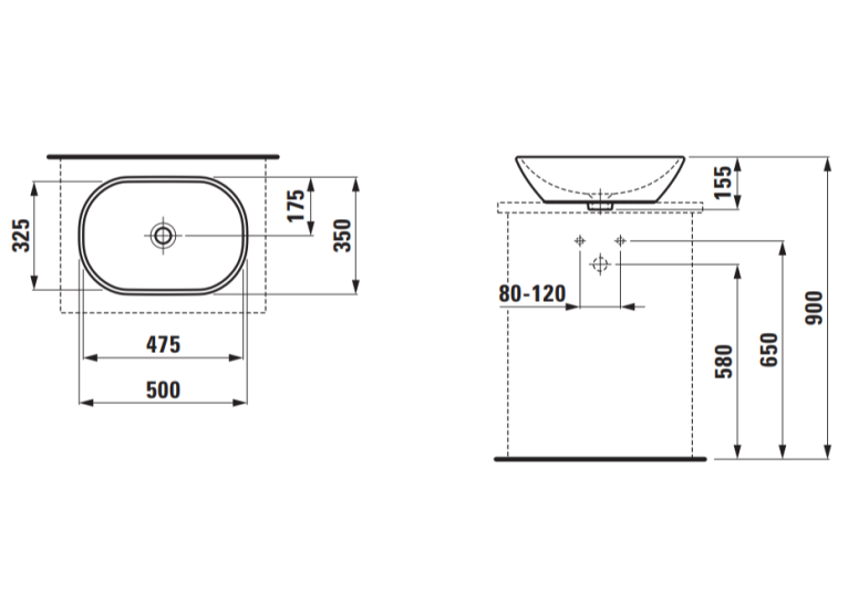 Умивальник LAUFEN BOWL LUA 500 мм H8120830001091