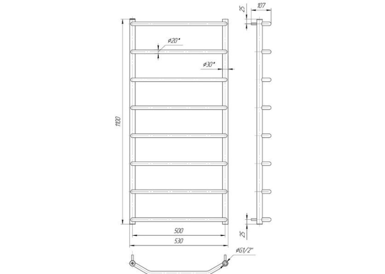 Сушка для рушників Mario Трапеція HP 1100х530/500