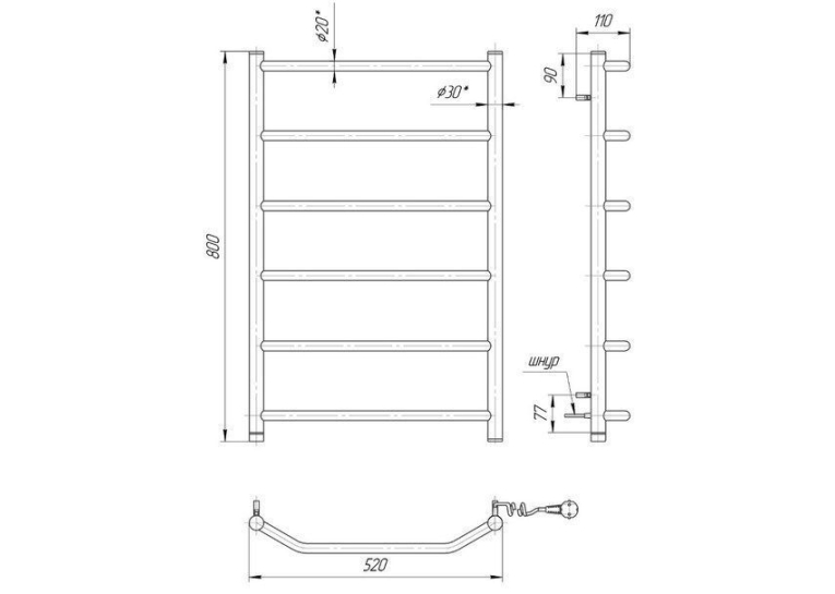  Рушникосушка Mario Trapezium NR-I 800x530/110 електрична TR